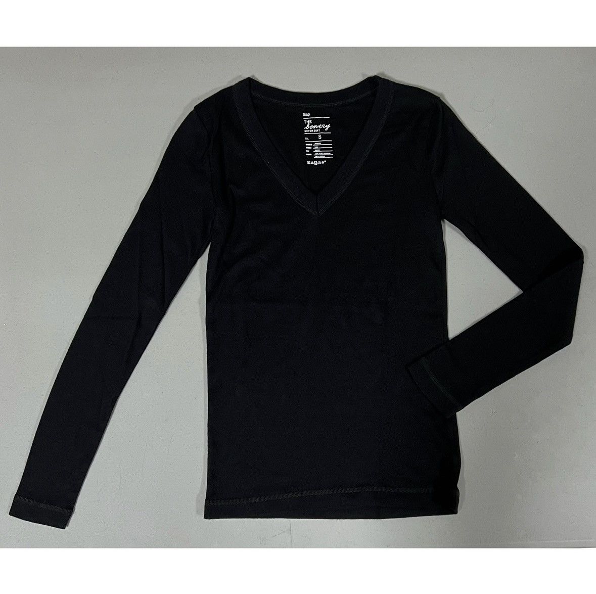 Gap Gap Black V-Neck Long Sleeve Shirt Top Blouse Tee Size S 🖤 Size S / US 4 / IT 40 - 2 Thumbnail
