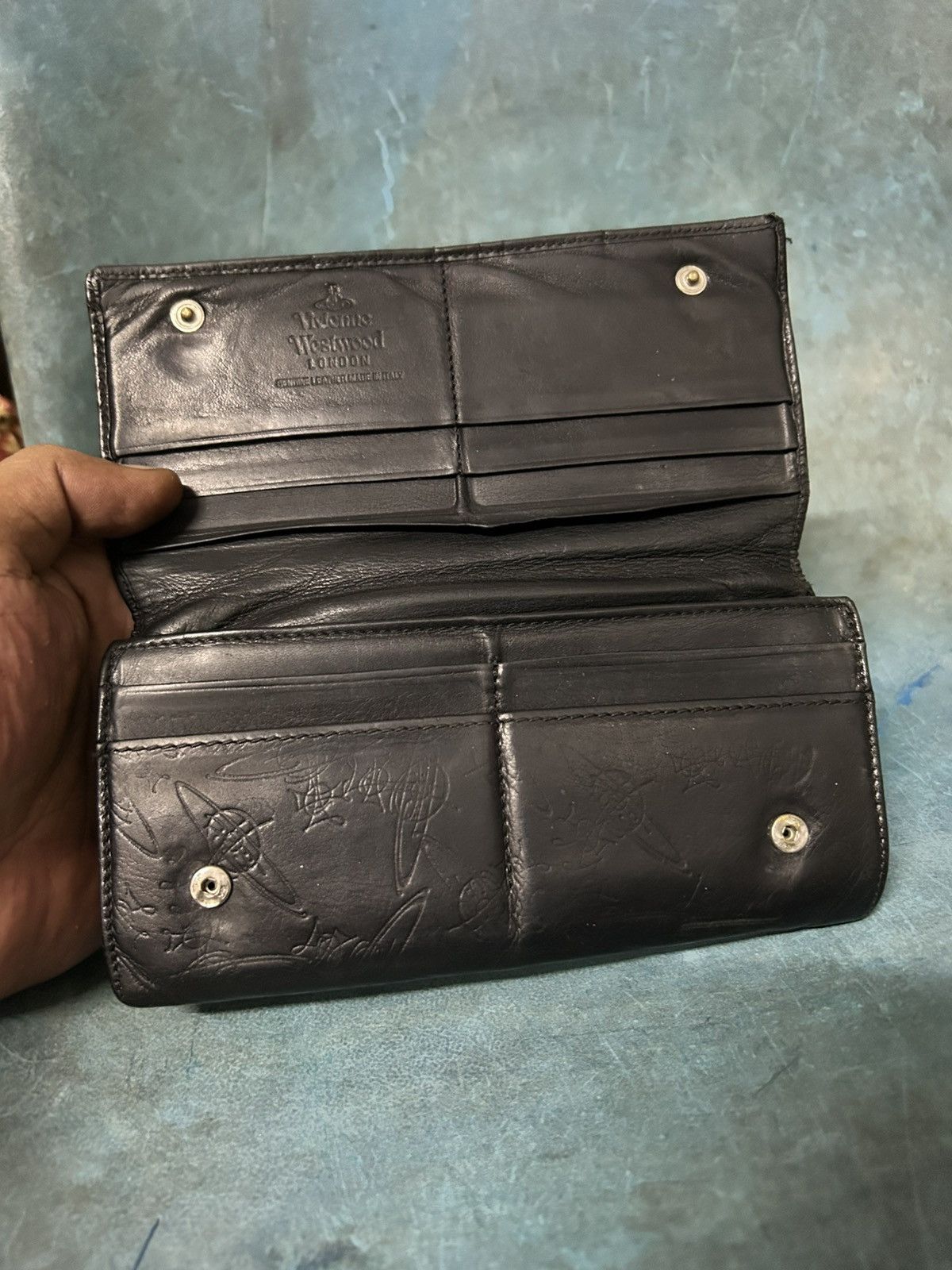 Vivienne Westwood London Orb Stamp Leather Black Long Wallet Size ONE SIZE - 14 Thumbnail