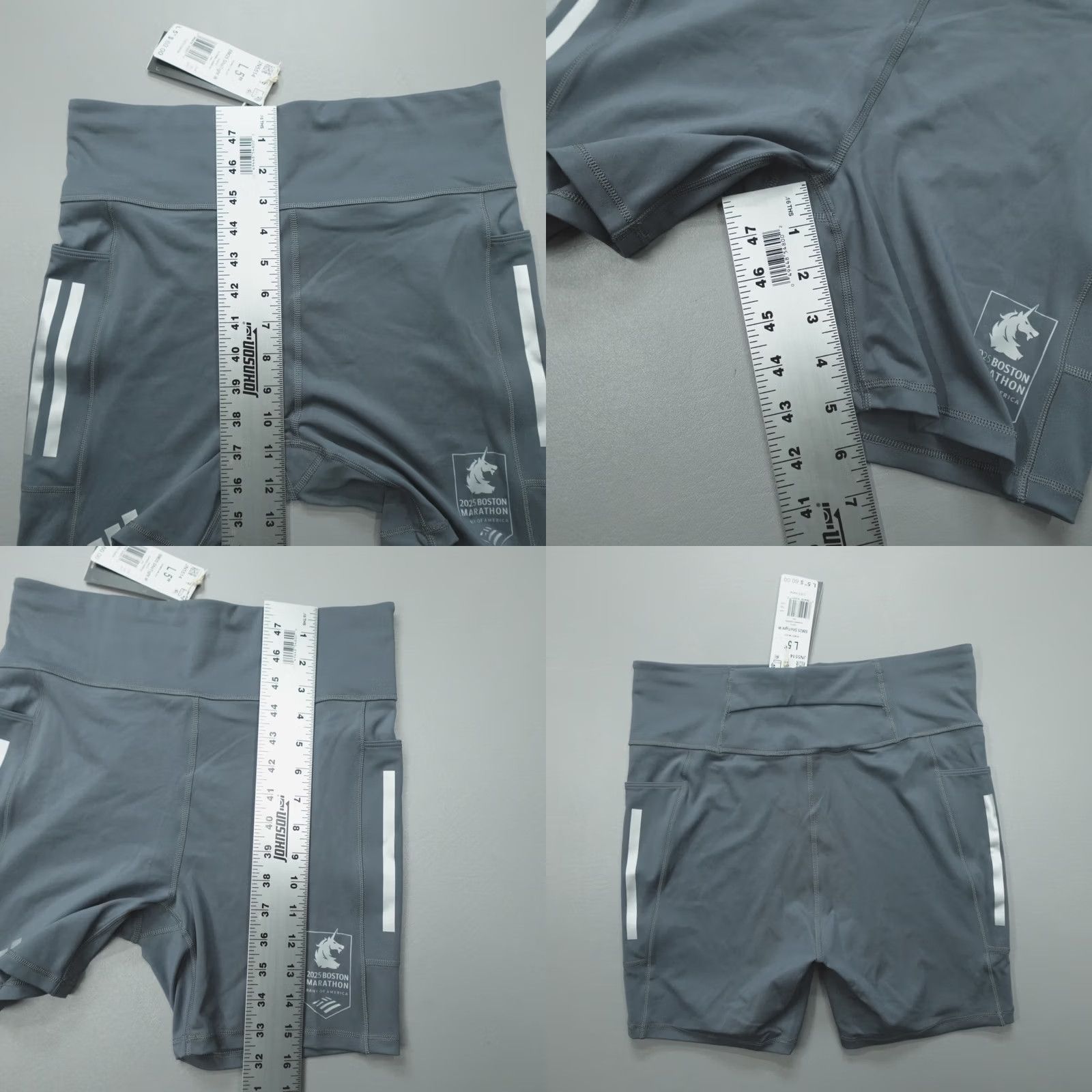 Adidas adidas Boston Marathon Tights Shorts Women’s L Gray Pockets Stretch Sports Activewear Running & Jogging Size 36" / US 14 / IT 50 - 8 Thumbnail