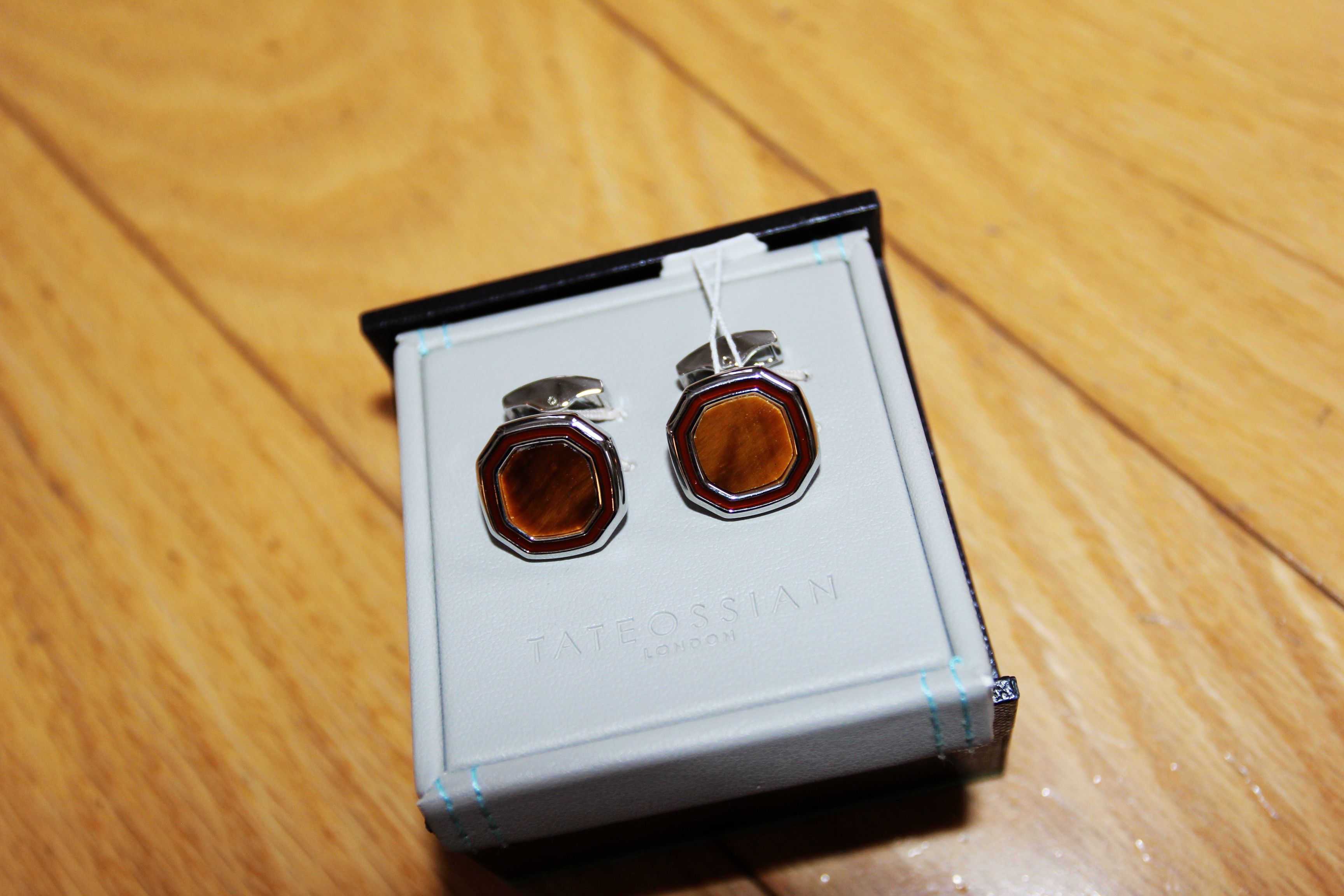 Tateossian BNWT AW25 TATEOSSIAN OCTAGON TIGER EYE CUFFLINKS Size ONE SIZE - 2 Thumbnail
