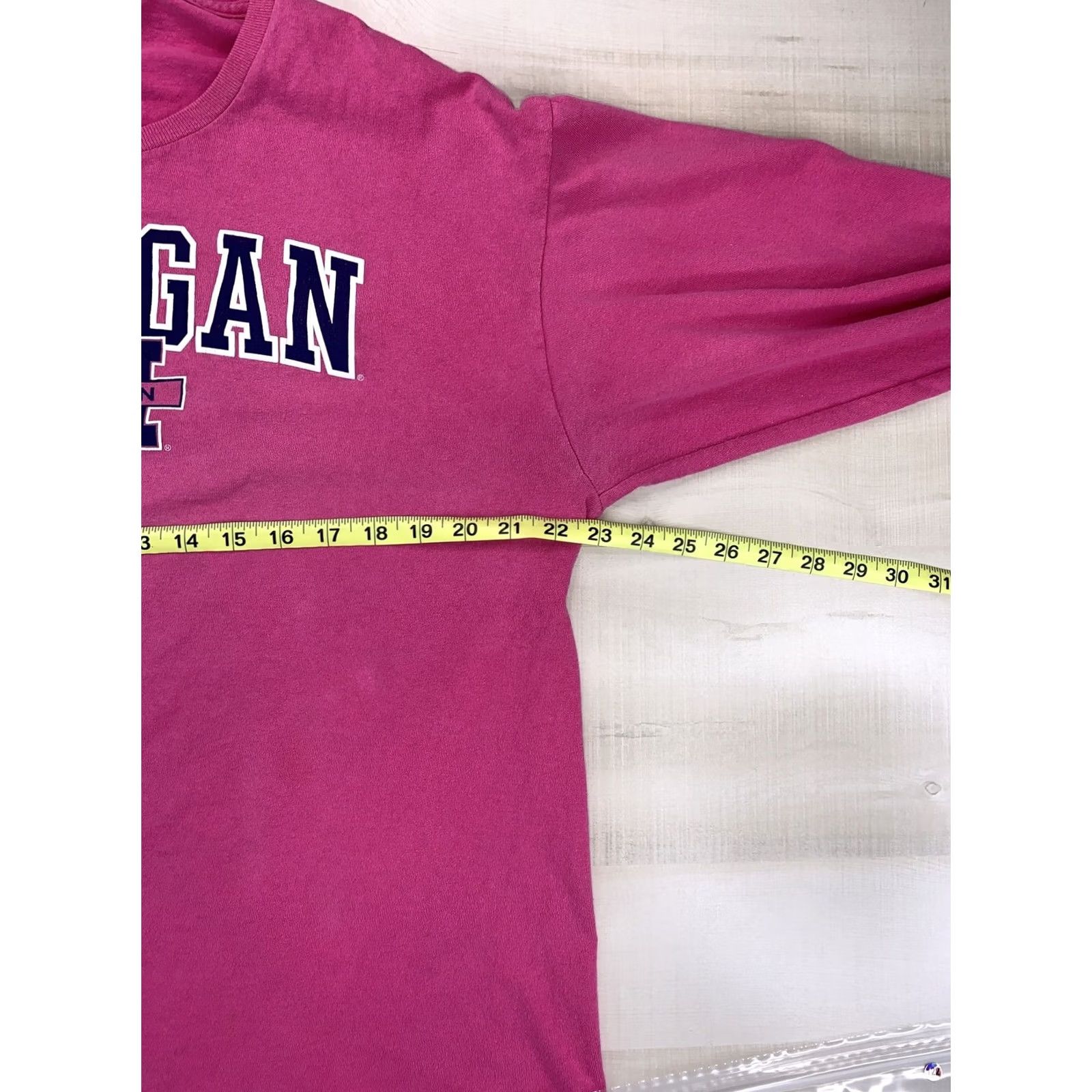Pinko Vintage Pink Long Sleeve Shirt Michigan Graphics Womens XL Cotton Blend 90s Sports College University T-Shirt Size XL / US 12-14 / IT 48-50 - 7 Thumbnail