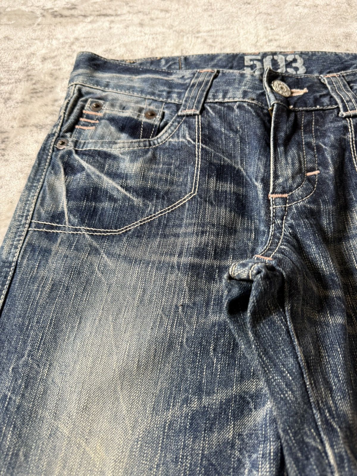 Edwin 2000s Edwin 503 Shadow Wrinkle Wash Flared Jeans Size US 30 / EU 46 - 9 Thumbnail