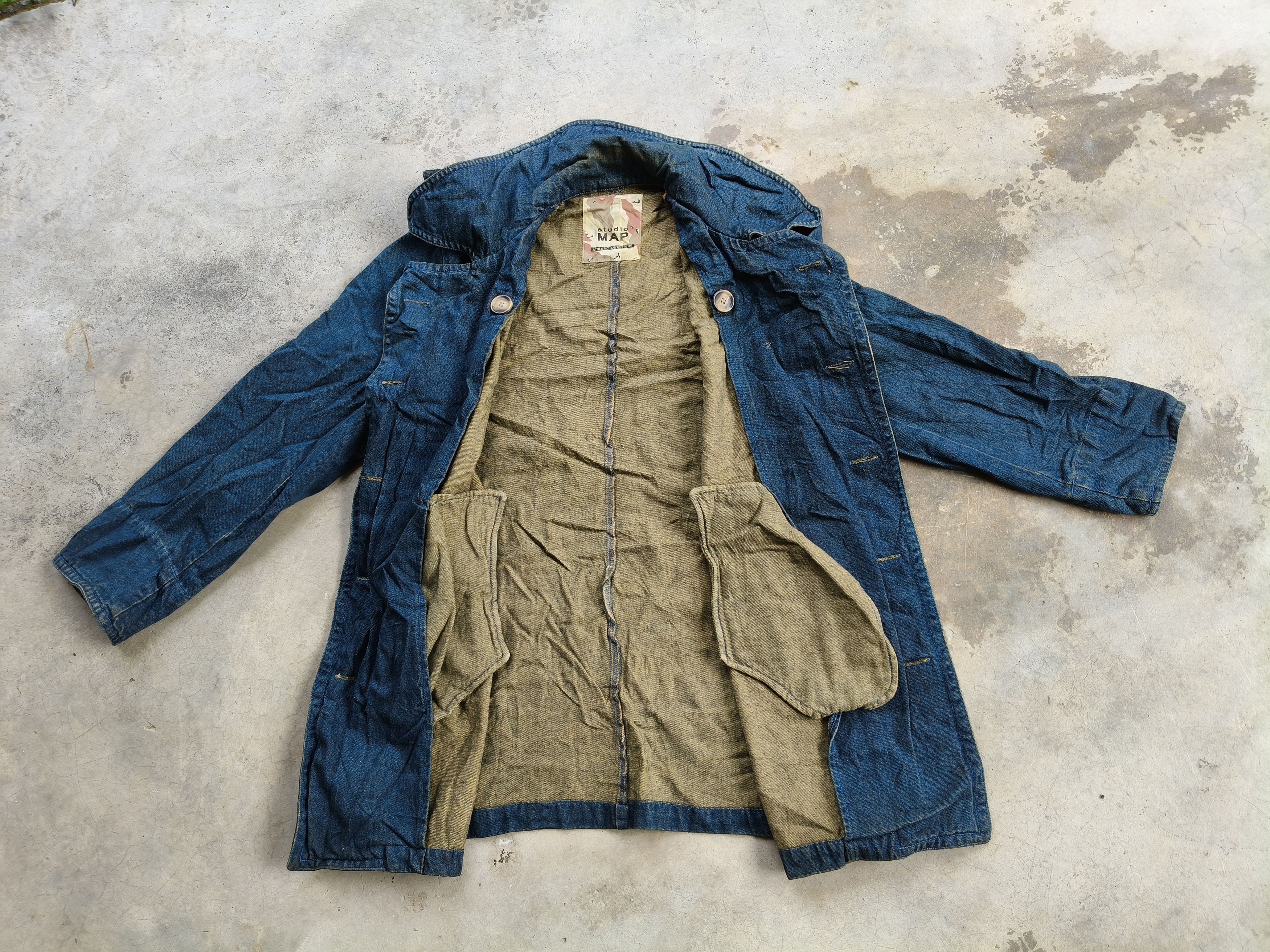 Japanese Brand × Vintage Vintage Studio Map Denim long jacket Size M / US 6-8 / IT 42-44 - 7 Thumbnail