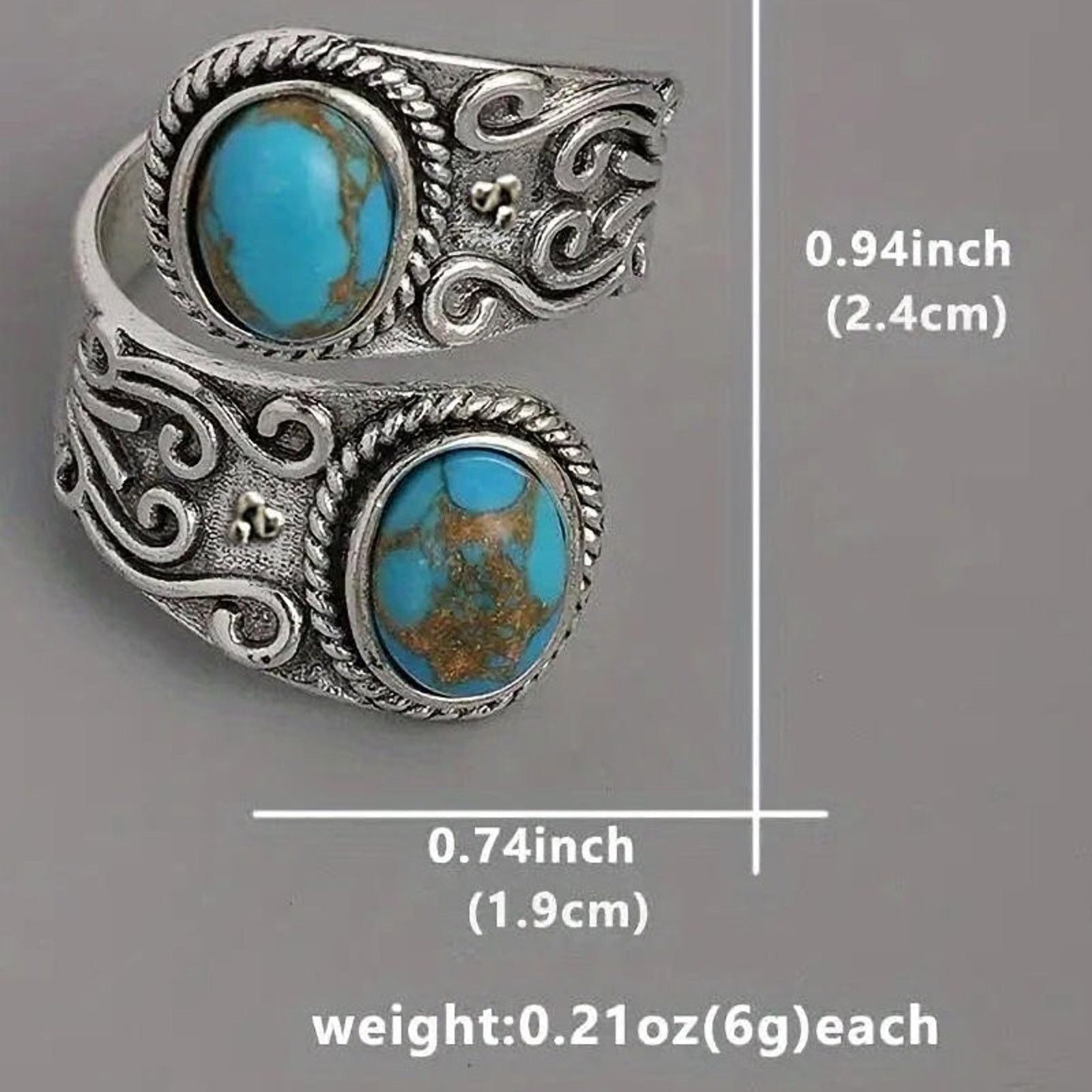 Other Faux Turquoise Adjustable Silver Plated Wrap Ring Size ONE SIZE - 7 Thumbnail