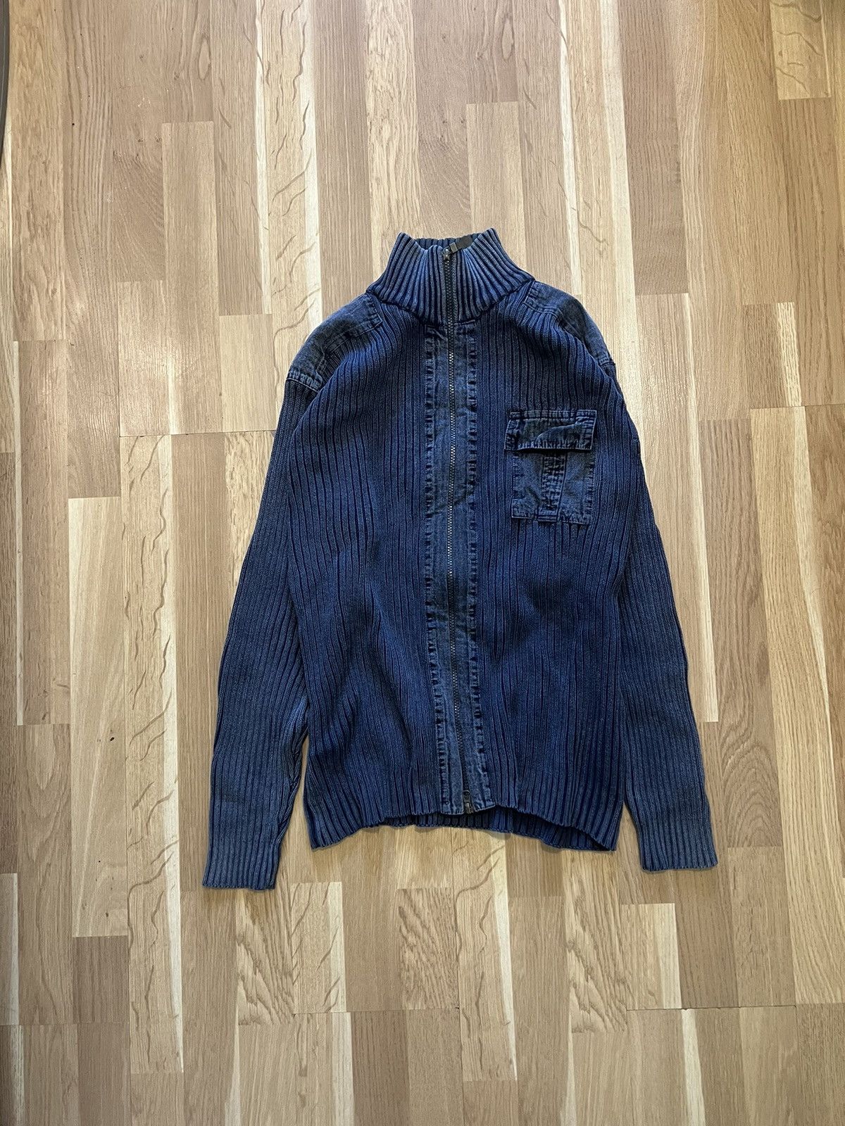 Diesel × Japanese Brand × Vintage Vintage Y2K 00s diesel punk distressed zip sweater knit Size US M / EU 48-50 / 2 - 1 Thumbnail