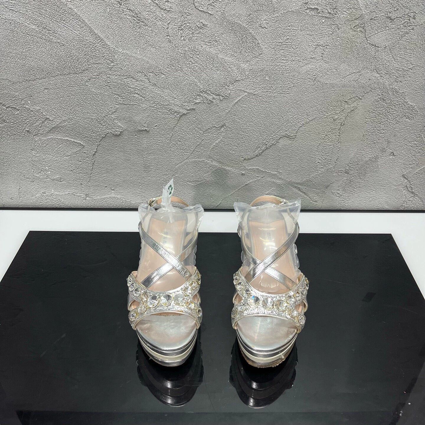 Miu Miu MIUMIU diamond-embellished high-heel sandals size 36 95 new Size US 5 / IT 35 - 2 Thumbnail
