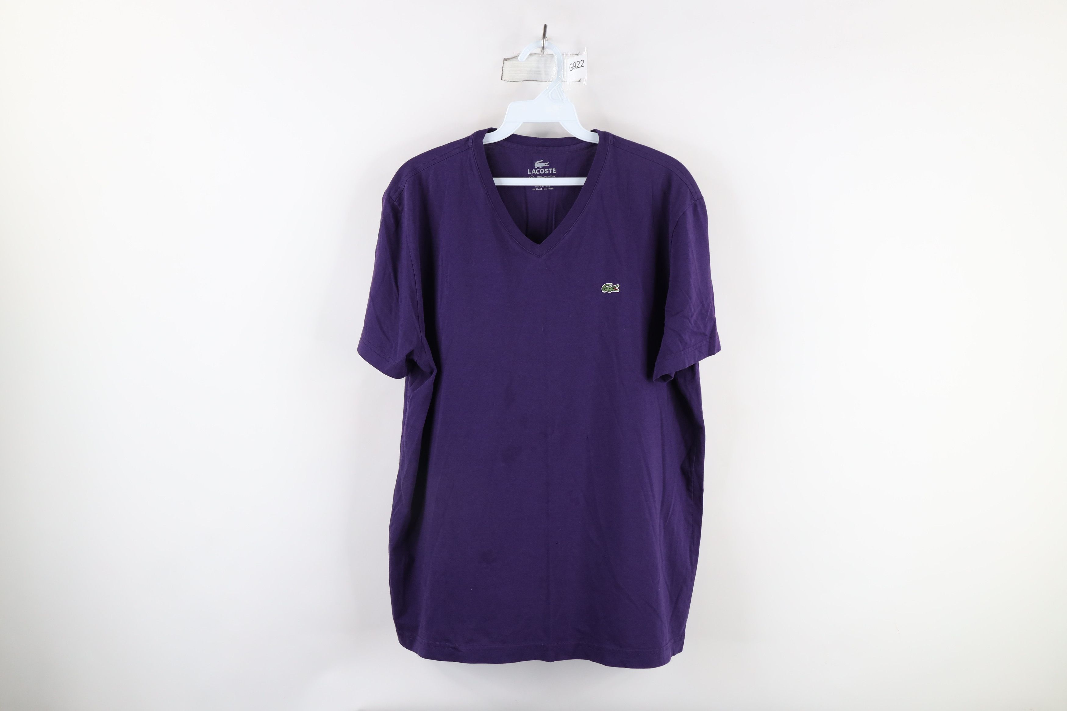 Lacoste × Vintage Lacoste Distressed Croc Logo Short Sleeve V-Neck T-Shirt Size US L / EU 52-54 / 3 - 1 Thumbnail