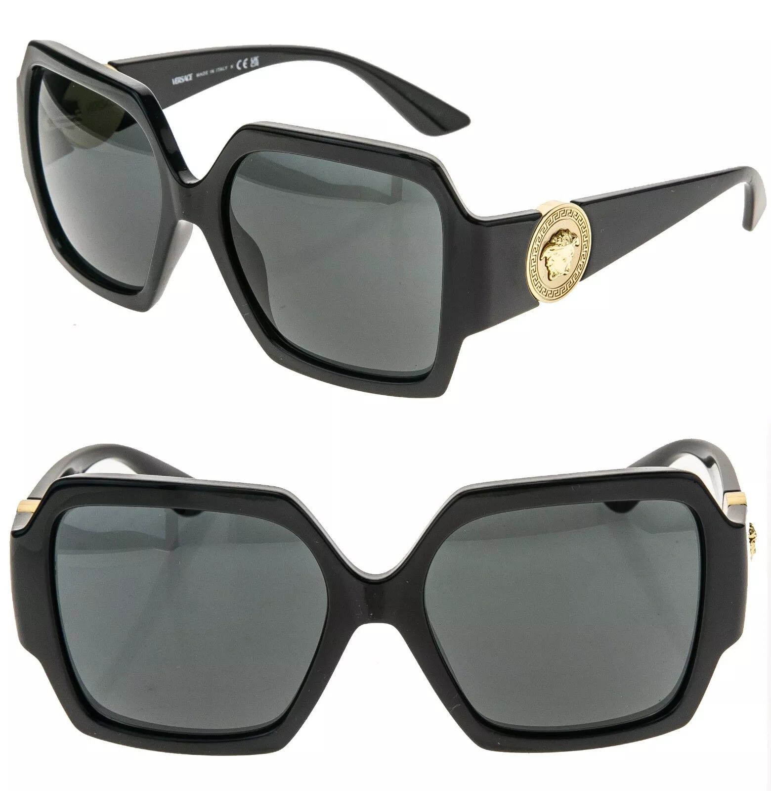Versace VERSACE 4453 Runway MEDUSA Black Gold Emblem Stud VE4453 Size ONE SIZE - 1 Thumbnail