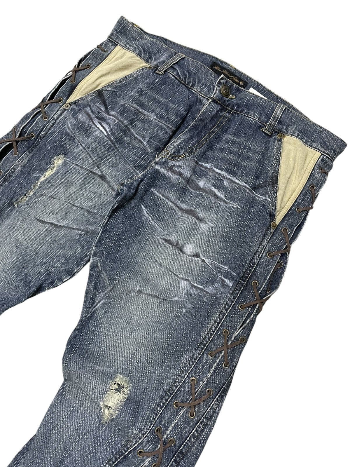 Japanese Brand × Tornado Mart How Hard Jan 40 Paneled Spiral Laces Up Flare Jeans Size US 32 / EU 48 - 3 Thumbnail
