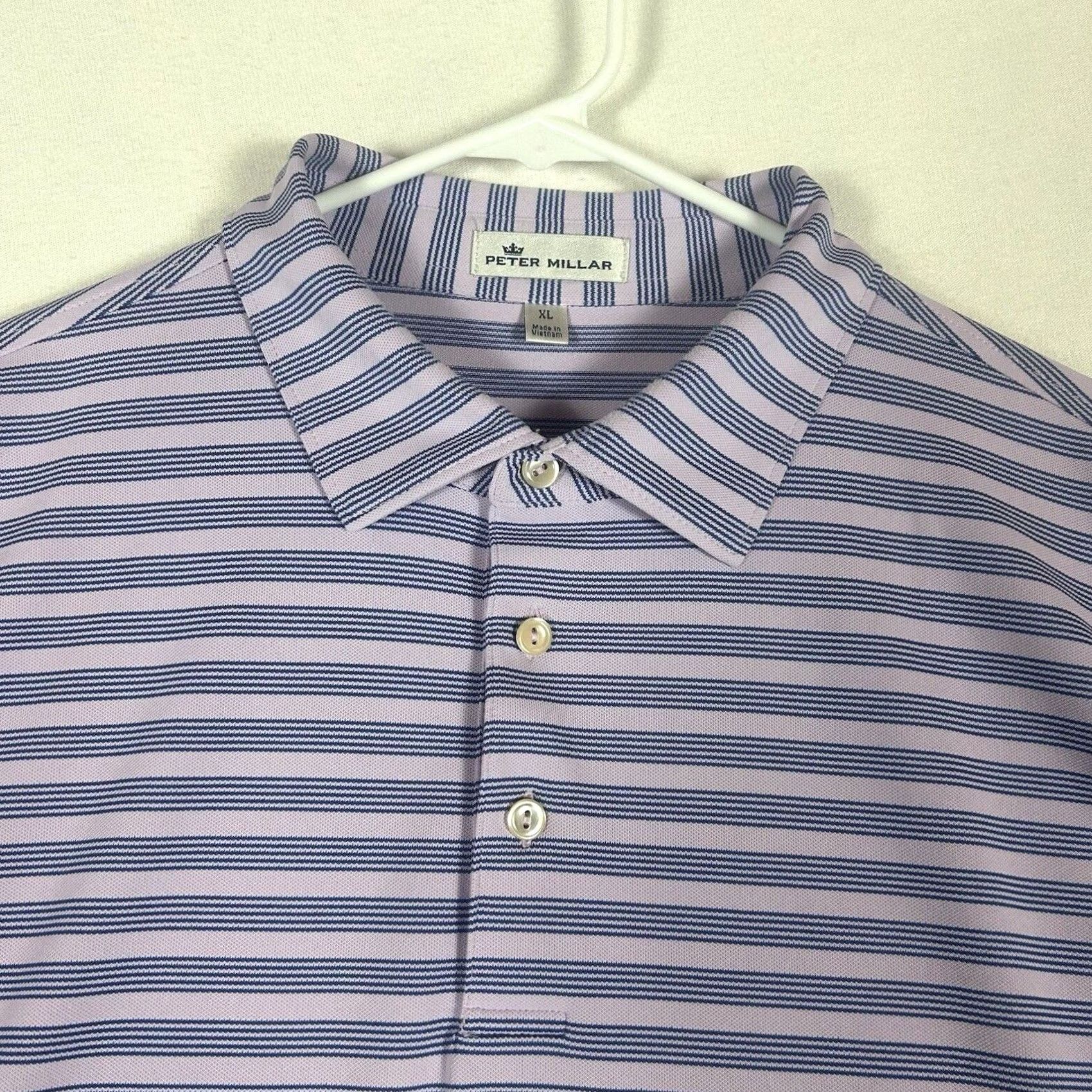 Peter Millar Peter Millar Golf Polo Shirt Mens XL Purple Striped Short Sleeve Polo Casual Performance Stretch Shirt Size US XL / EU 56 / 4 - 3 Thumbnail