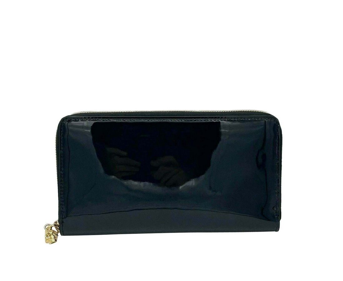 Alexander McQueen Women's Dark Navy Patent Leather Zip Around Wallet Size ONE SIZE - 1 Thumbnail