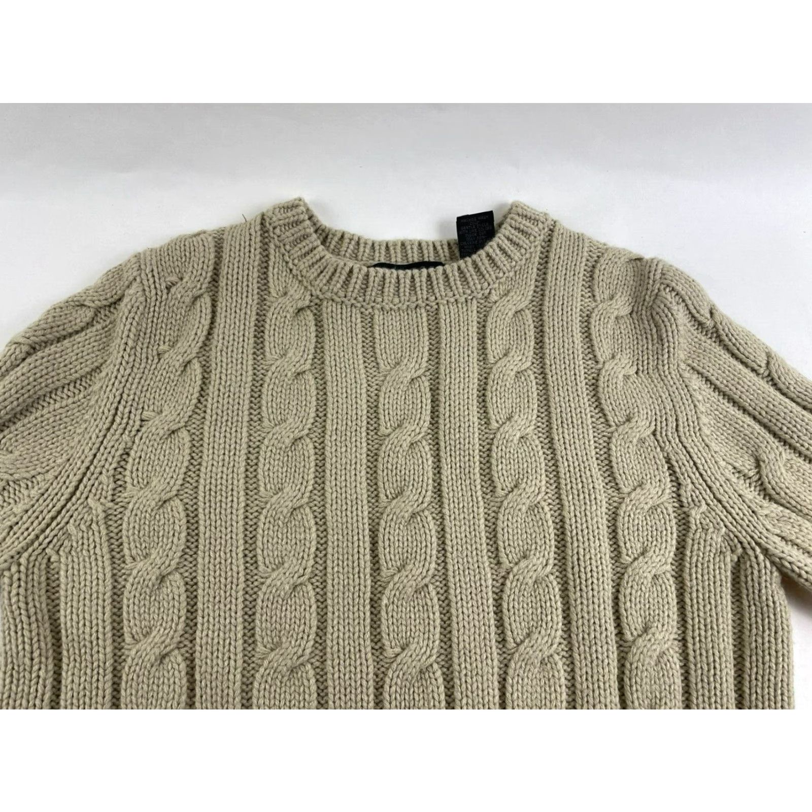 Express Express Sweater Women's Size Large Tan Pullover Crew Neck Cable Knit Runs small Shirt Womens L Brown Modern 90s? Size L / US 10 / IT 46 - 4 Thumbnail