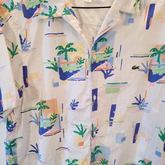 Lacoste Lacoste Men's Print Cotton Voile Hawaiian Shirt - Size L Size US L / EU 52-54 / 3 - 8 Thumbnail