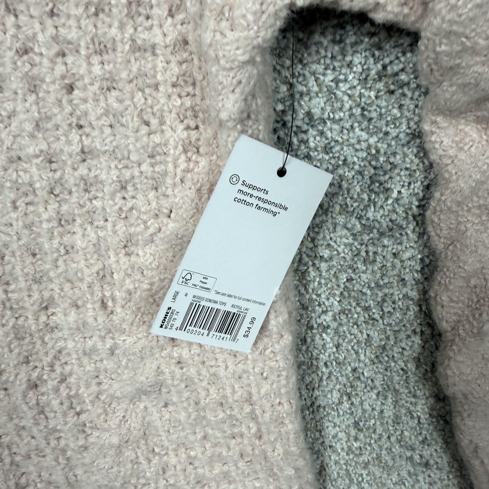 Pinko Sonoma Womens L Pink Cable-Knit Pullover Mock Neck Sweater, Casual Preppy Knit Top Size L / US 10 / IT 46 - 3 Thumbnail