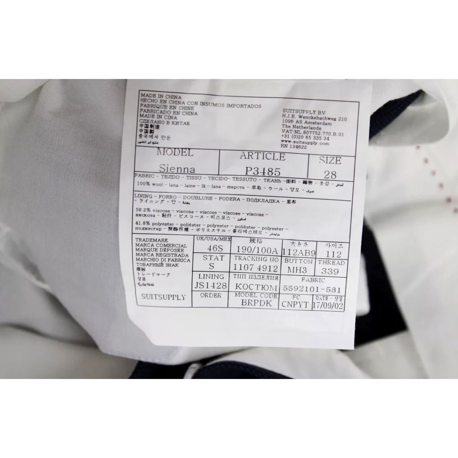 Suitsupply Suitsupply Sienna Trousers Men's UK 46S / W40 Wool Blue Zip Flat Front Tapered 28in Inseam Dress Formal Business Men Size US 30 / EU 46 - 5 Thumbnail