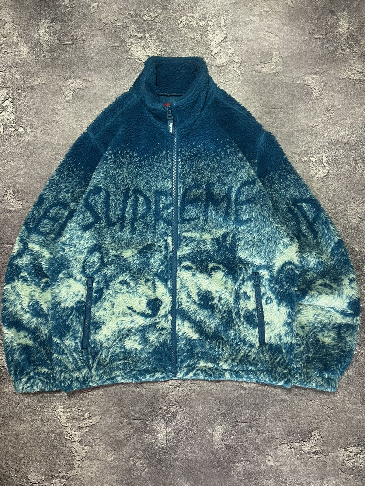 Supreme SS19 Wolf Fleece Jacket Dark Teal Size S Vintage