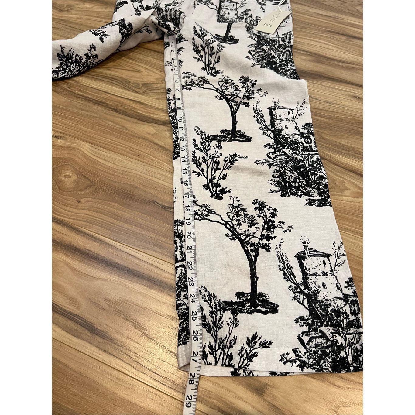 Joie Joie NWT Pants Wide Leg Linen Tree Printed Ivory/Black Pocke Size 30" / US 8 / IT 44 - 7 Thumbnail