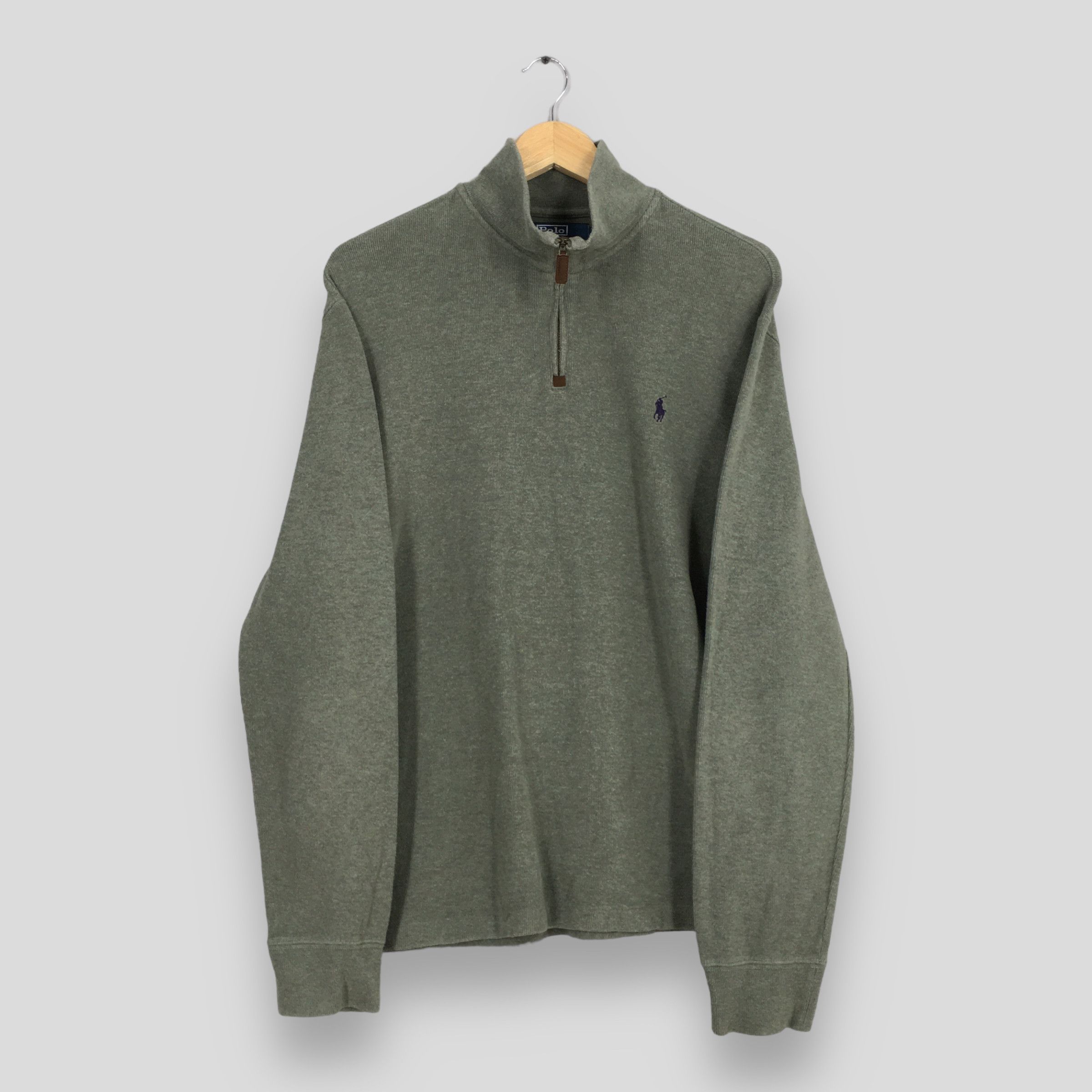 Polo Ralph Lauren × Ralph Lauren × Vintage Vintage Polo Ralph Lauren Green Half Zipper Sweater Large Size US L / EU 52-54 / 3 - 1 Thumbnail