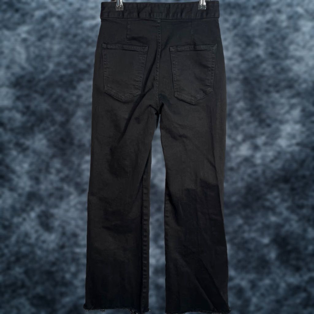 Vintage ASKK NY Jean 27 Black Brighton Crop Wide Leg Frayed Hem Denim Womens Size 27" / US 4 / IT 40 - 1 Thumbnail