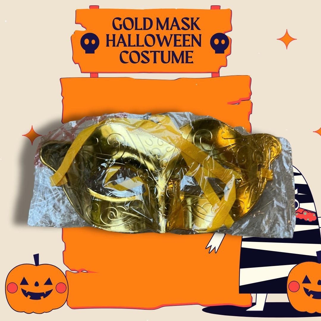 Other Gold Masquerade Mask For Halloween Or Costume Party With Rib Size ONE SIZE - 1 Thumbnail