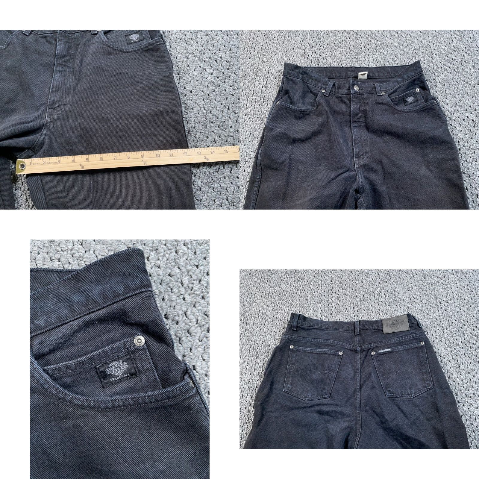Harley Davidson VINTAGE Harley-Davidson Jeans Men 32 x 31 Black Denim 5-Pocket Traditional Fit Civilian Shotgun Zip Fly Regular Inseam 31 90s Biker Grunge Retro Size US 32 / EU 48 - 8 Thumbnail
