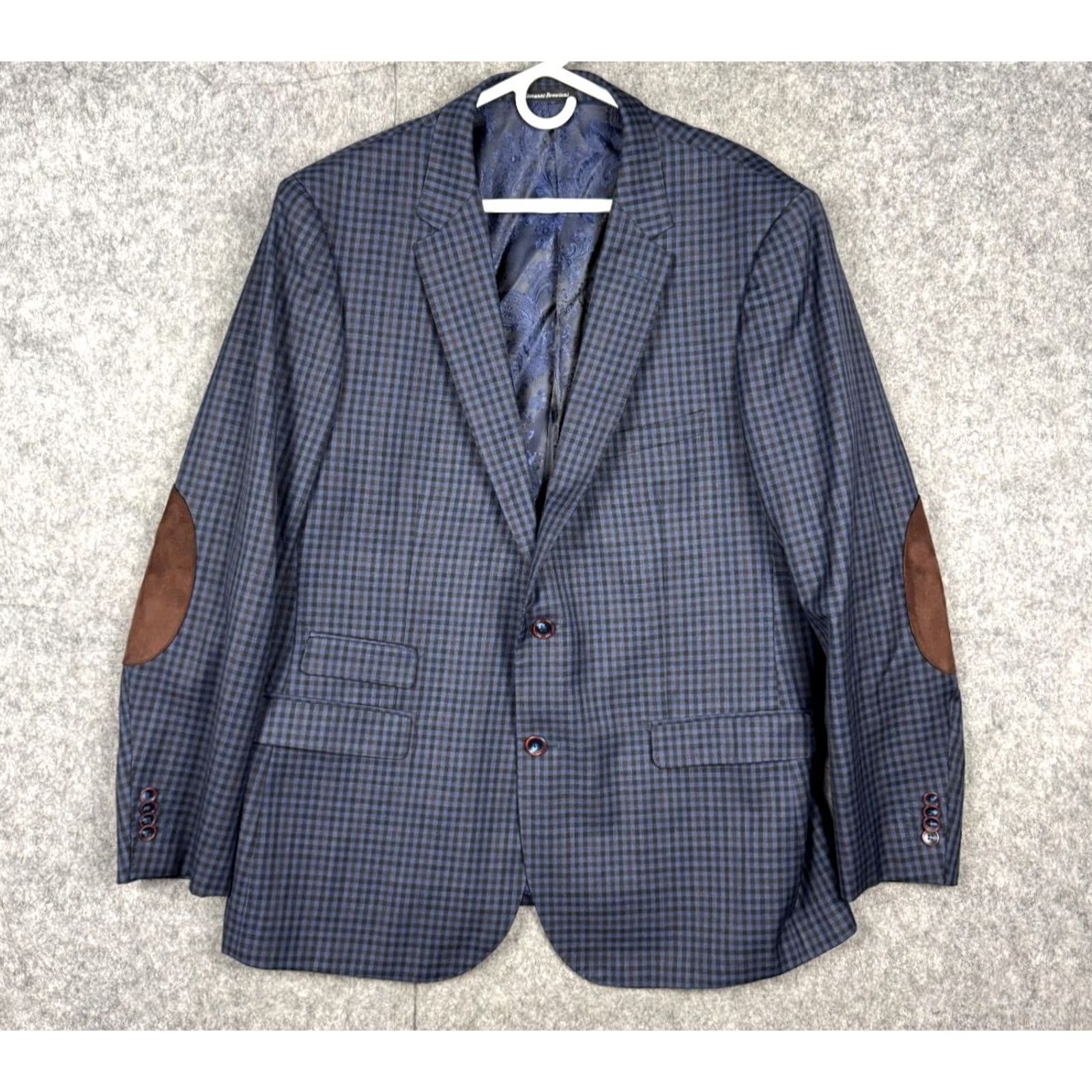 Vintage VINTAGE? No. Giovanni Bresciani Blazer Jacket Men 48R Slim Fit Plaid Wool Italy Plaid Elbow Size 48R - 2 Thumbnail