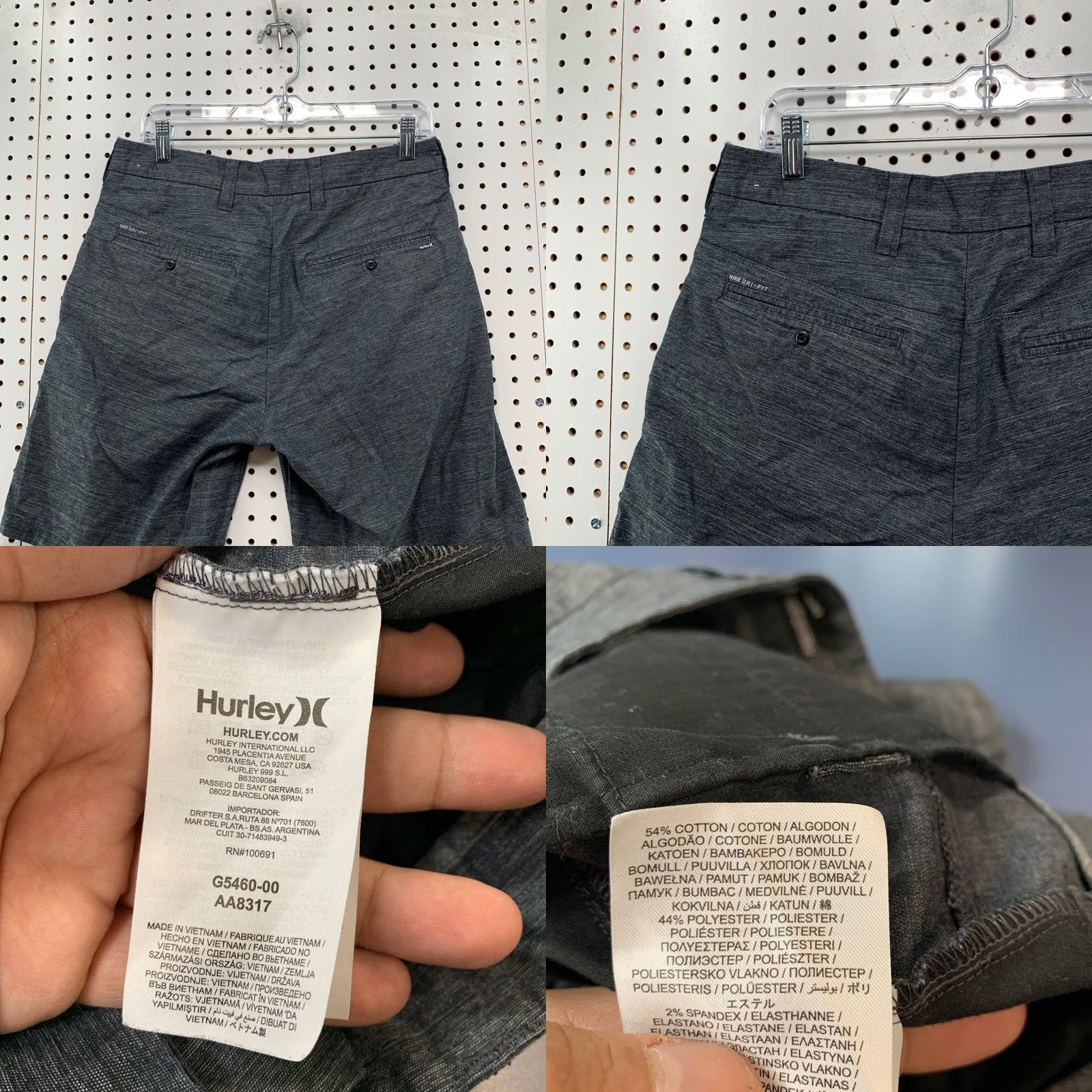 Hurley Hurley Chino Shorts Mens 30 Gray Stretch Golf Preppy Casual 32x9 Size US 30 / EU 46 - 8 Thumbnail