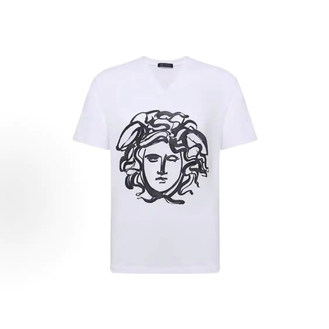 Versace L Size Summer White Cotton 美杜莎 Oversized Men's Mid-Length T Shirt, Men's