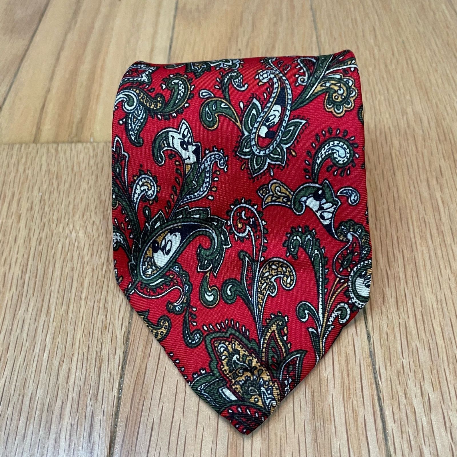 Vintage Balancine Mickey Mouse Neck Tie Vintage Paisley Silk Disney Size ONE SIZE - 2 Thumbnail