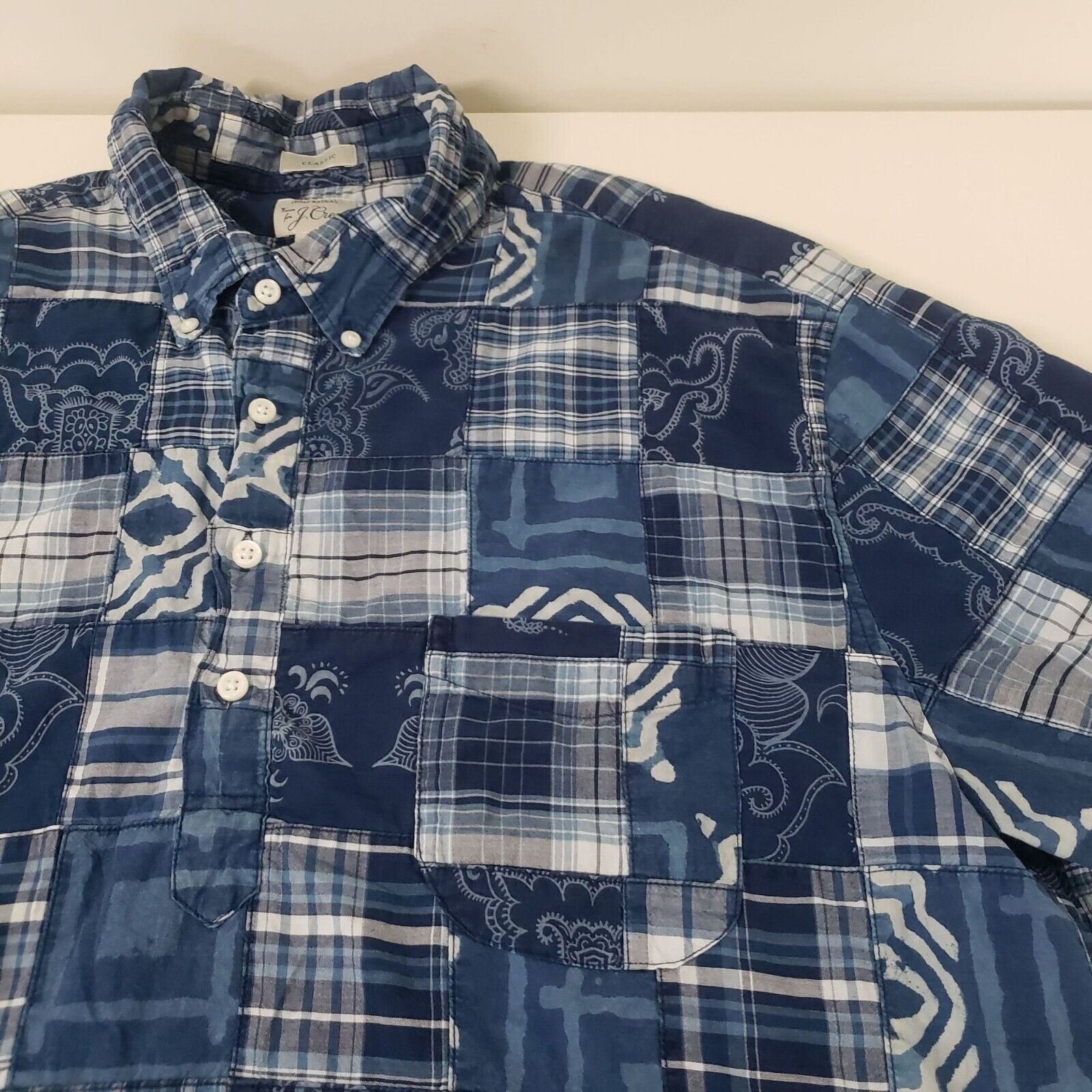 J.Crew J Crew Patchwork Madras Classic Fit Shirt Mens Medium Blue Size M / US 6-8 / IT 42-44 - 2 Thumbnail