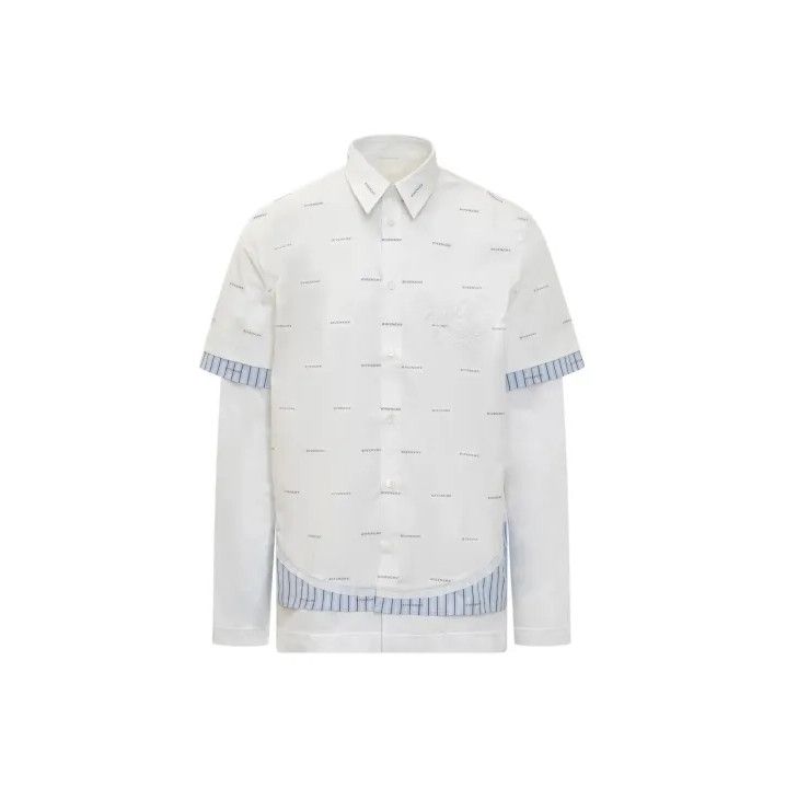 Givenchy Givenchy SS23 Point Collar Logo Print Layered Long-Sleeve Shirt Size US XXS / EU 40 - 1 Thumbnail