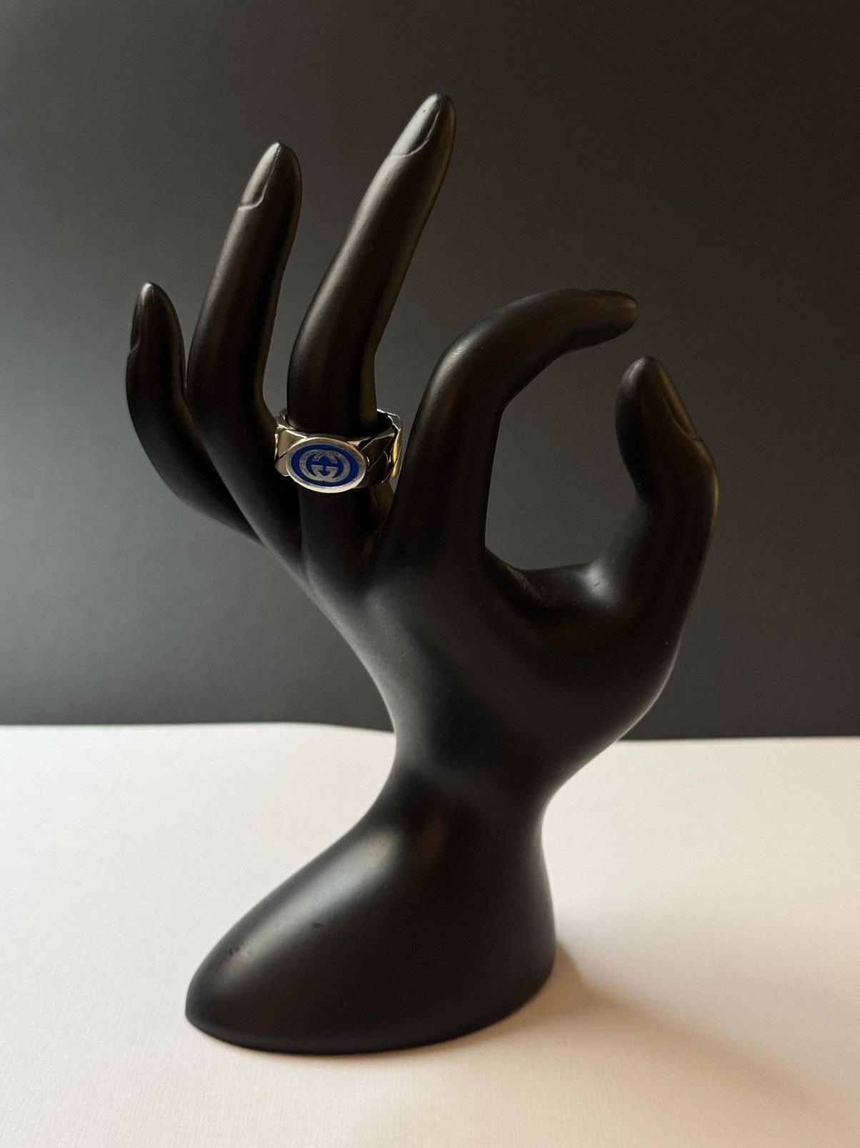 Gucci Gucci .925 Silver Thick Chain Ring Blue Size ONE SIZE - 9 Thumbnail