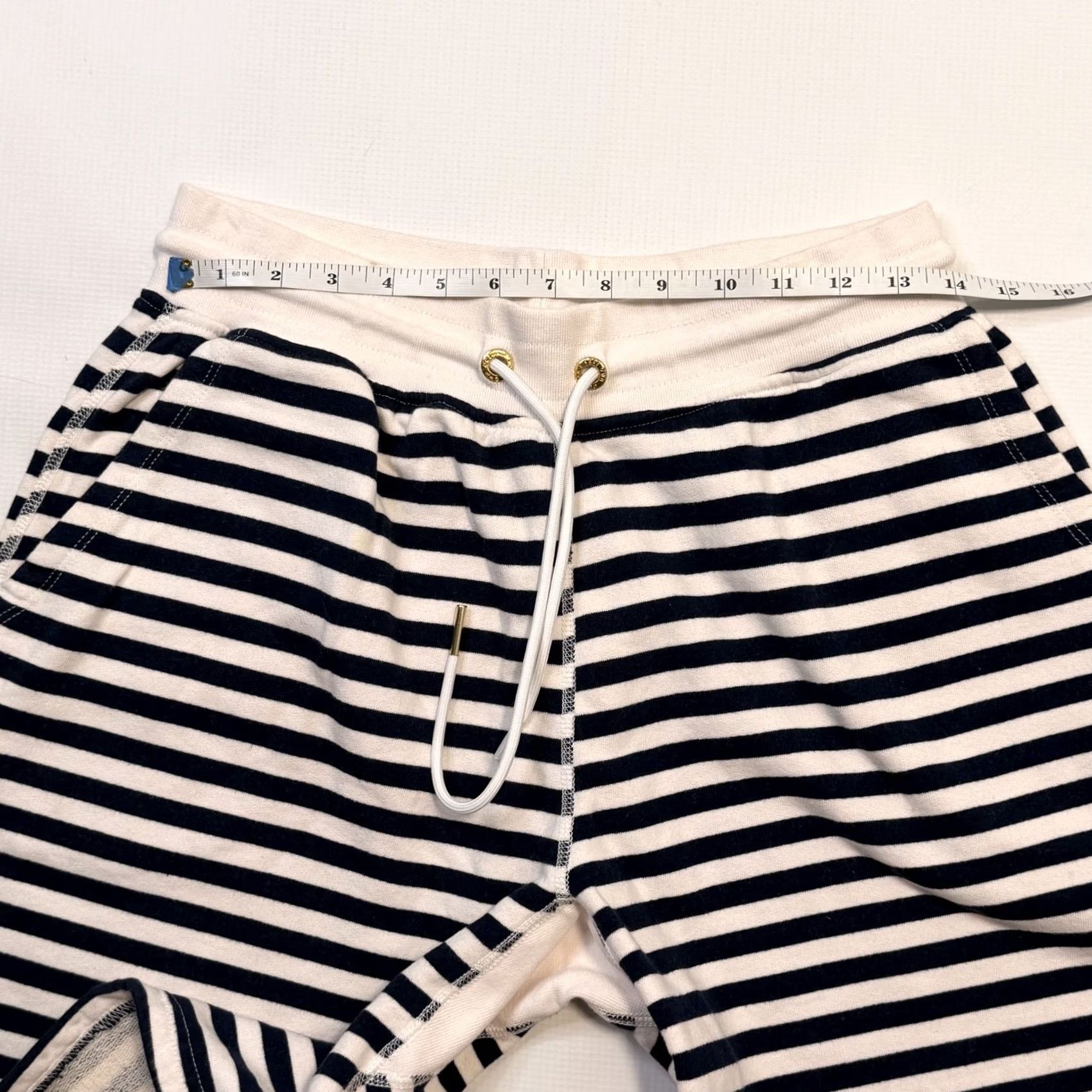 Vintage October's Very Own Shorts Mens Medium Blue White Stripe Fleece Sweat Drawstring Size US 31 - 7 Thumbnail
