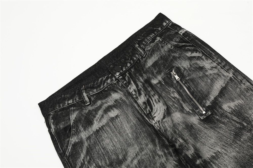 Japanese Brand × Jean Men's zip-up loose straight punk painted dirty jeans Size US 32 / EU 48 - 4 Thumbnail