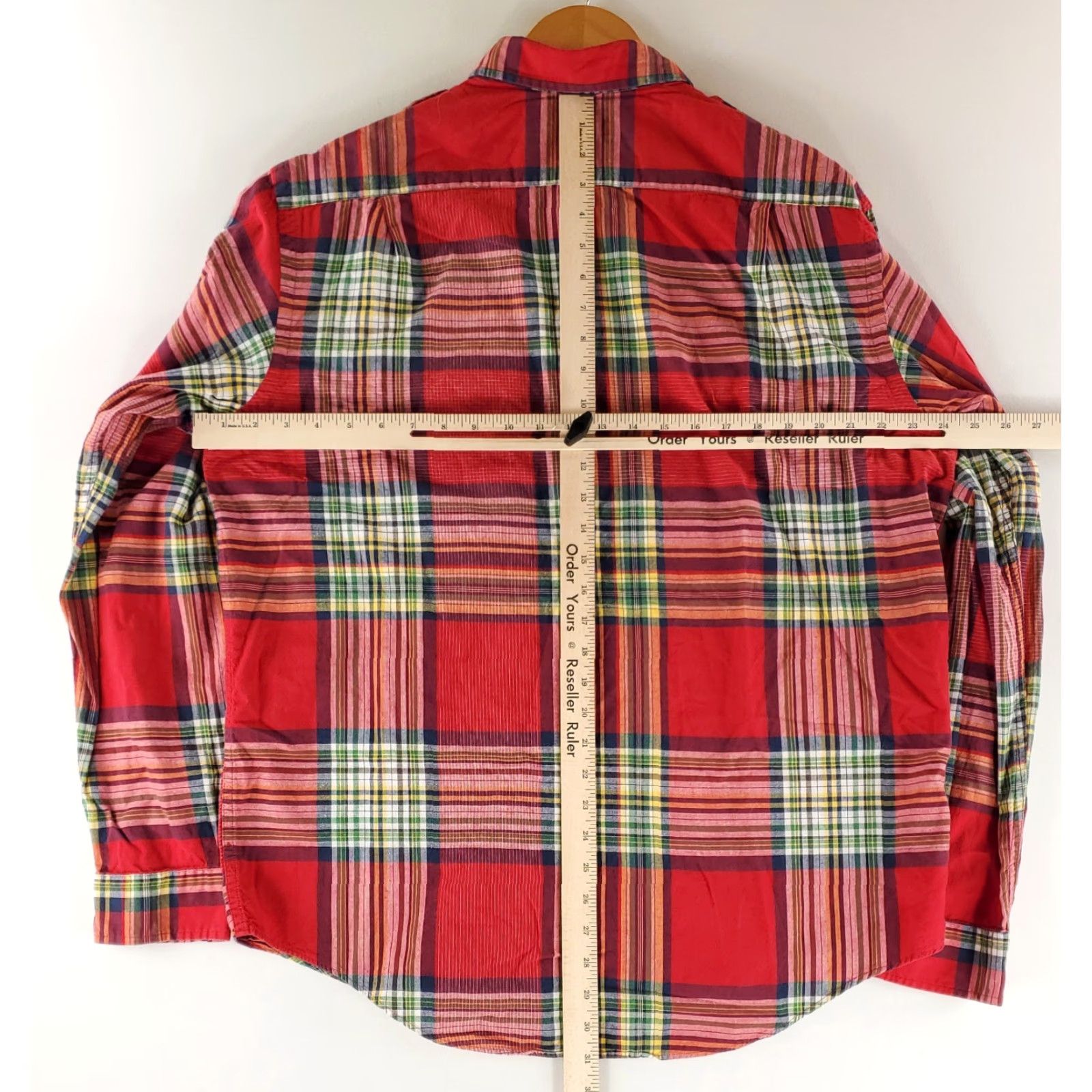 Polo Ralph Lauren Polo Ralph Lauren Button-Up Shirt Plaid Red Long Sleeve Mens XL Epaulets Button Up Shirt Red XL Mens Size US XL / EU 56 / 4 - 7 Thumbnail