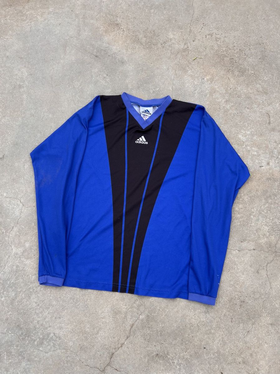 Adidas Y2k Blue Adidas Soccer Long Sleeve Jersey Size US S / EU 44-46 / 1 - 1 Thumbnail