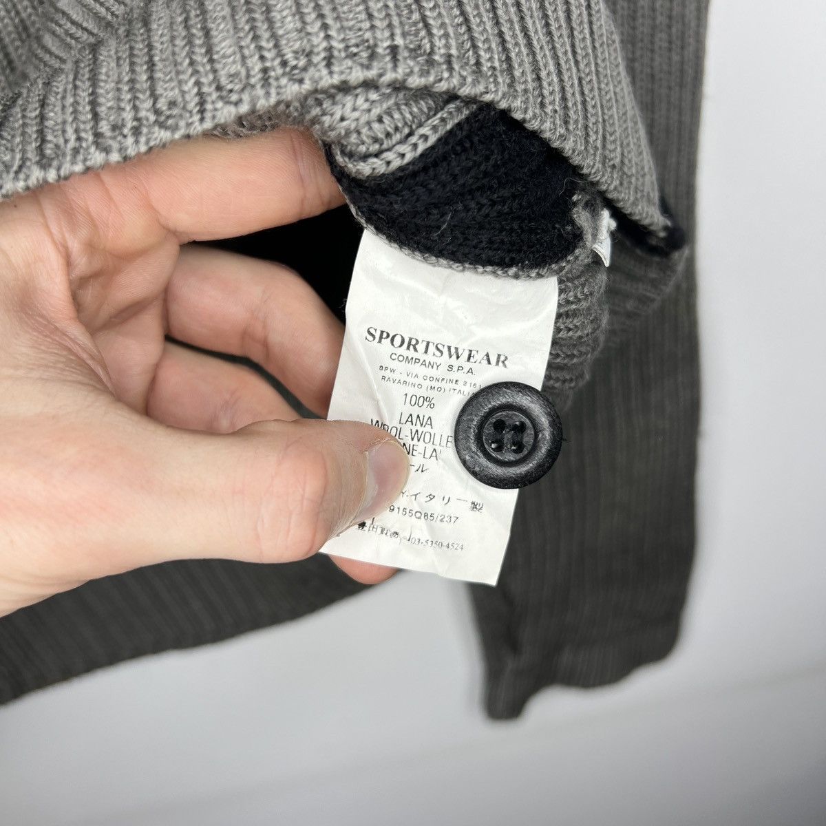 Stone Island × Vintage Vintage Stone Island Sweater Jumper Knitwear Wool Grey Rib Size US L / EU 52-54 / 3 - 10 Thumbnail