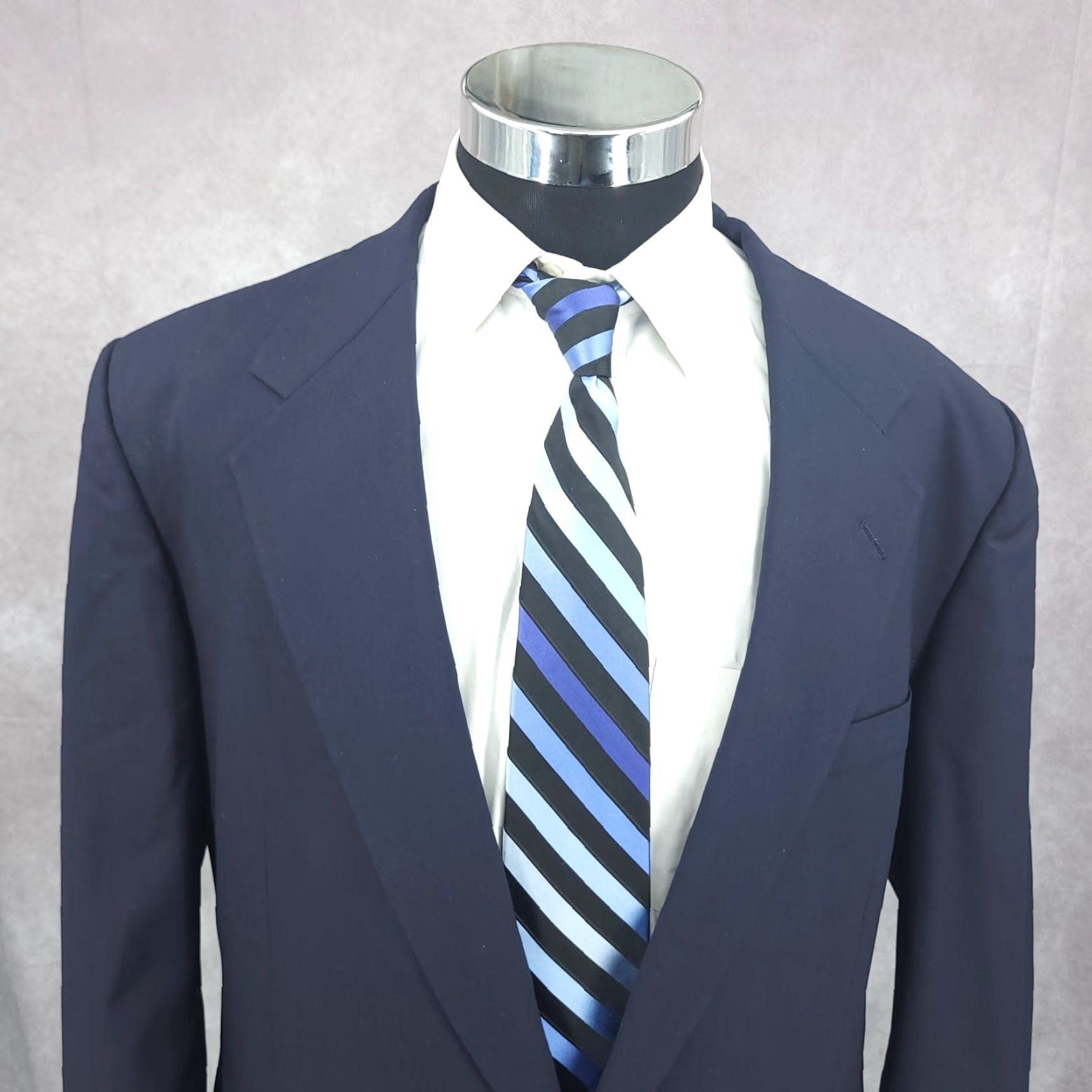 Vintage Tom Jones Coat Men 46 Blue Wool Executive Collection Gold Buttons Blazer Jacket Size 46R - 4 Thumbnail