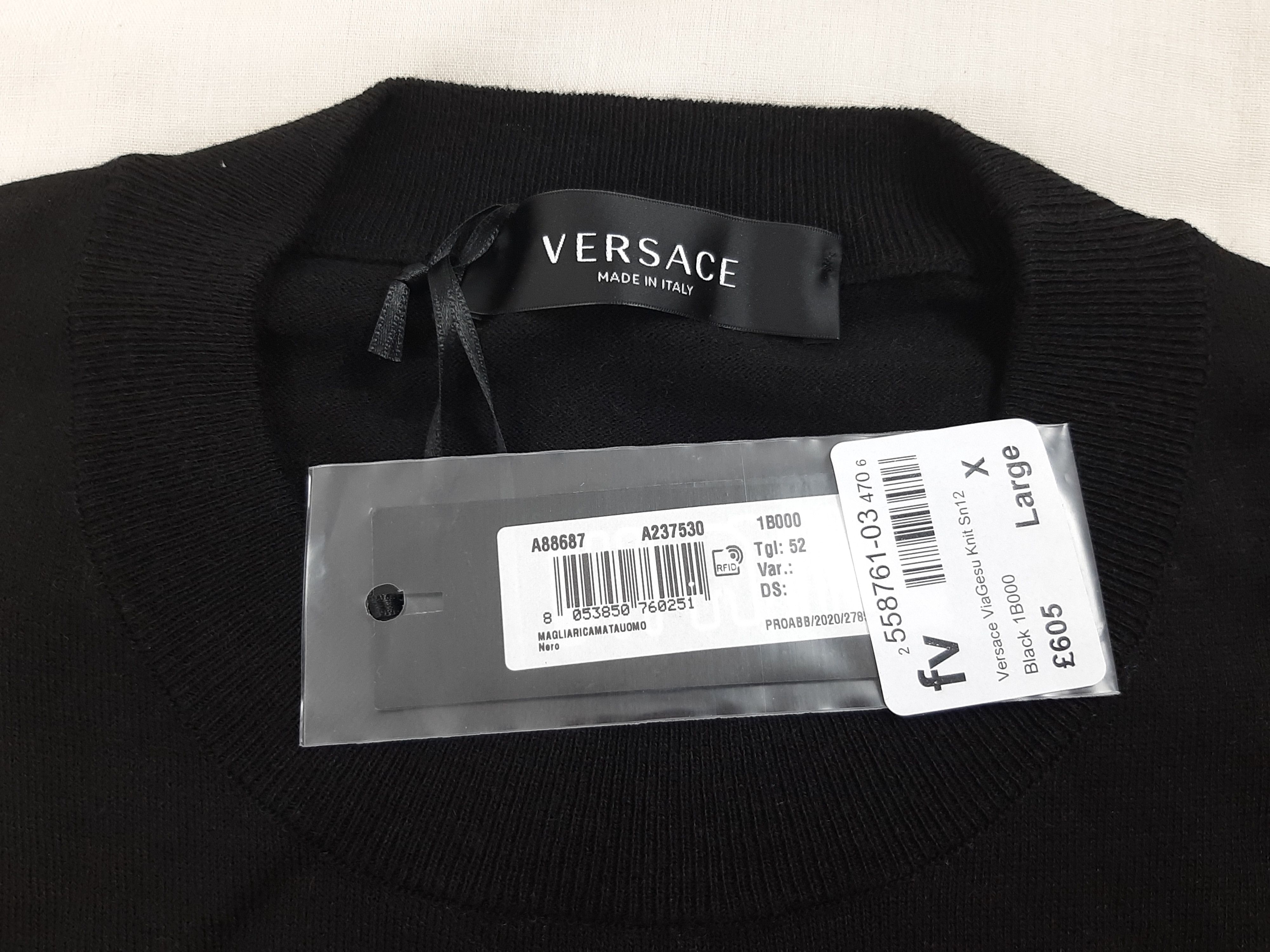 Versace Versace Medusa Via Gesu Milano Sweater Black Men's Size 52 L Size US L / EU 52-54 / 3 - 8 Thumbnail