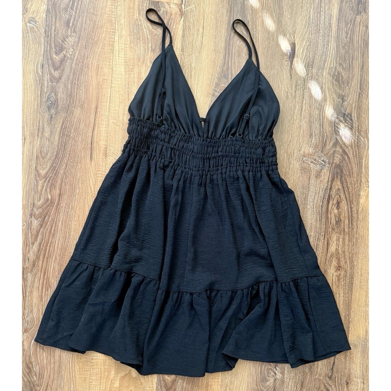 Other Inspired Hearts Black Mini Dress Sleeveless Smocked Casual Size XL / US 12-14 / IT 48-50 - 3 Thumbnail