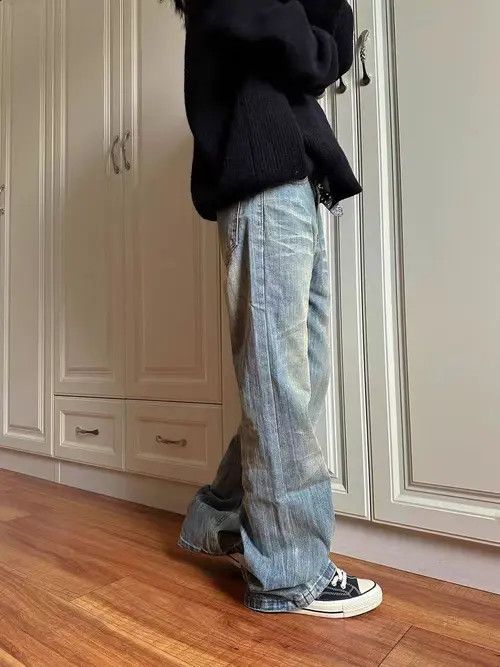 VIBE Vintage street Y2K electric print wide leg baggy jeans Size US 34 / EU 50 - 3 Thumbnail