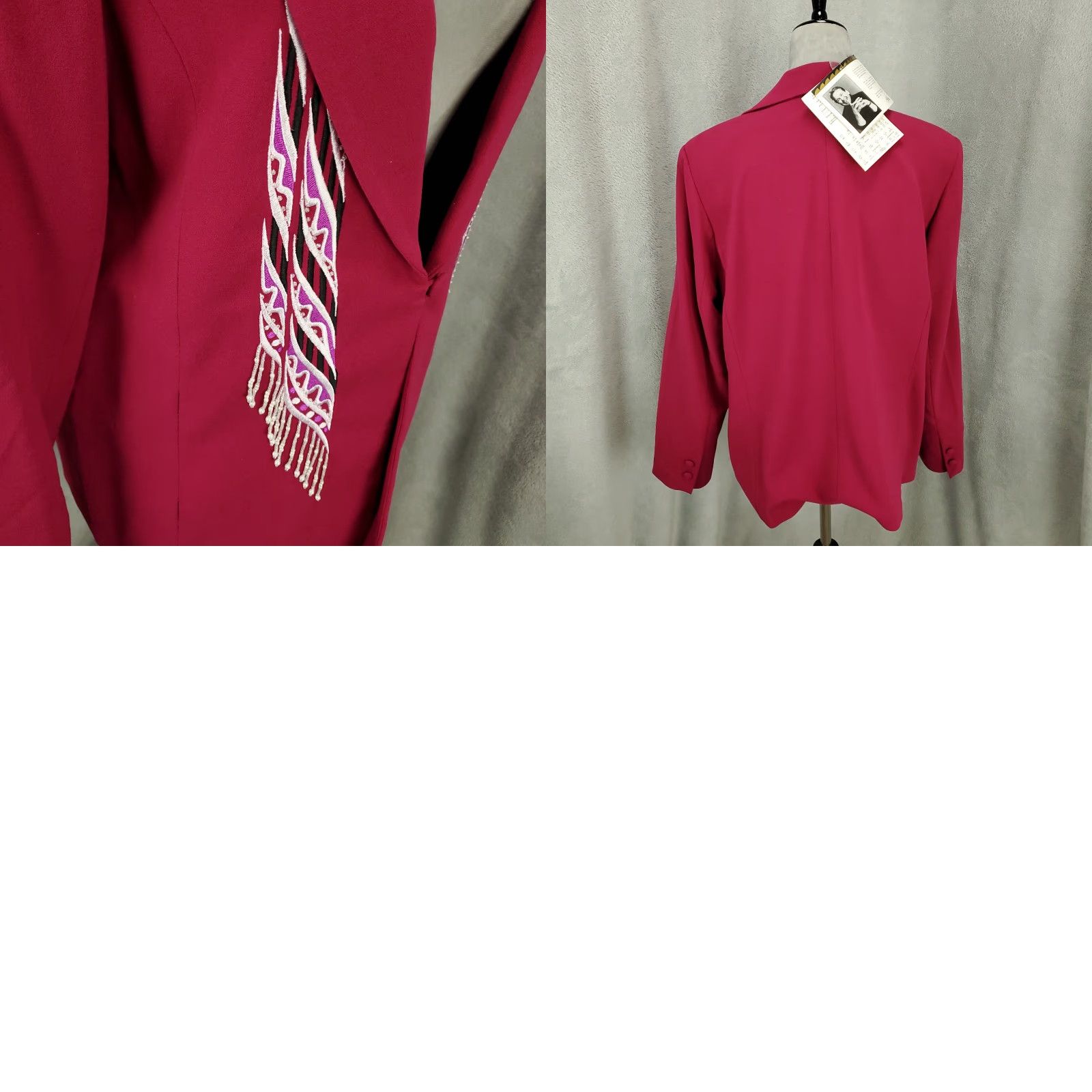 Bob Mackie VINTAGE Bob Mackie Wearable Art Blazer Jacket Womens M Pink Embroidered NWT Size M / US 6-8 / IT 42-44 - 9 Thumbnail