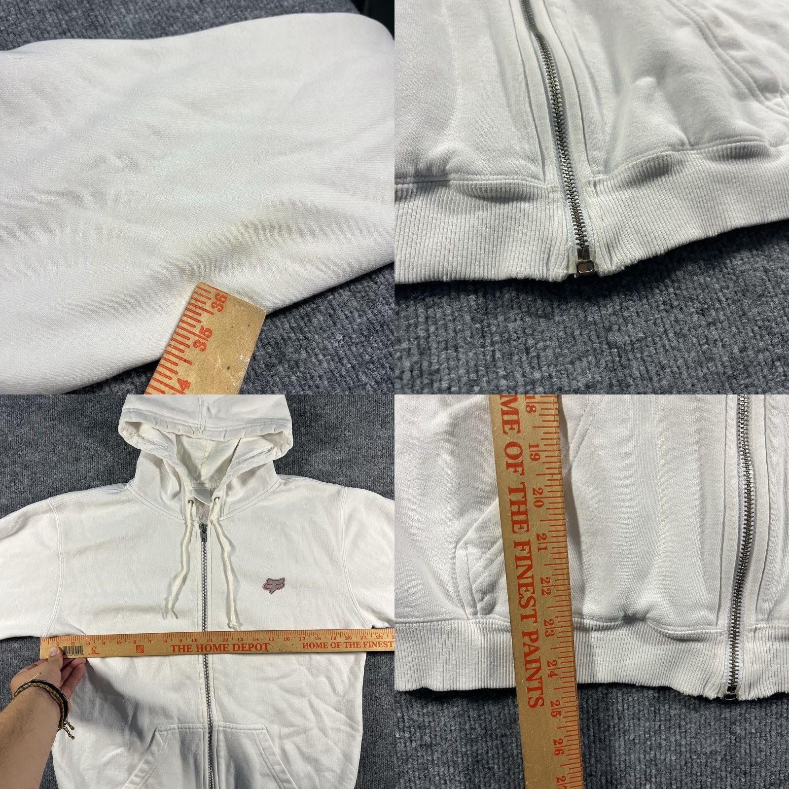 Fox Racing VINTAGE Fox Racing Hoodie Jacket Womens L White 90s Grunge Motocross Skater Zip Full Zip Casual Size L / US 10 / IT 46 - 8 Thumbnail
