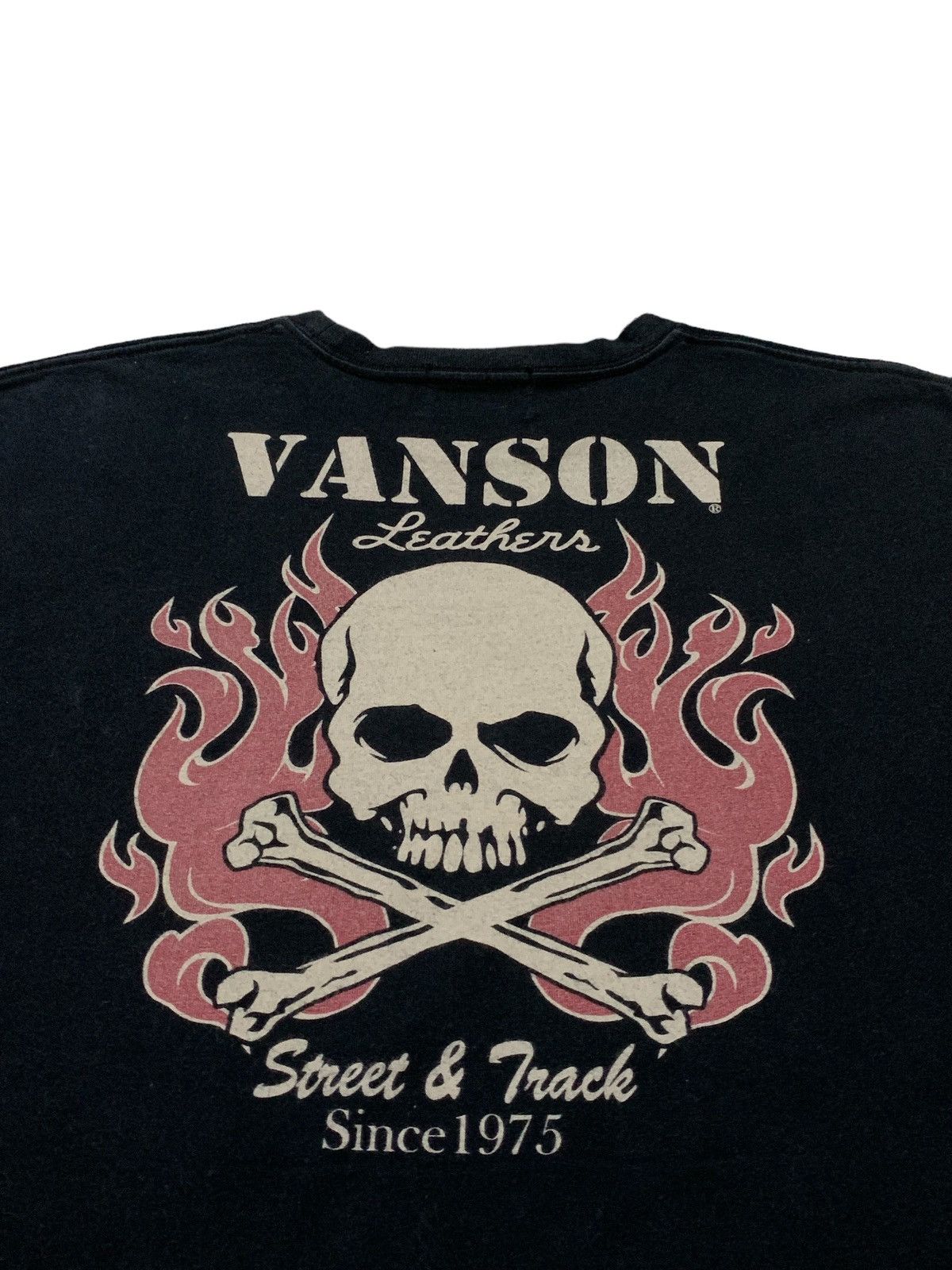Japanese Brand × Vanson Leathers Vanson Leather Crossbones Flames Street & Track Tshirt Size US L / EU 52-54 / 3 - 8 Thumbnail