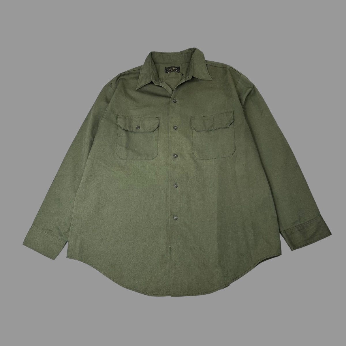Vintage Vintage 1960s dark green blank work shirt Size US XL / EU 56 / 4 - 1 Thumbnail