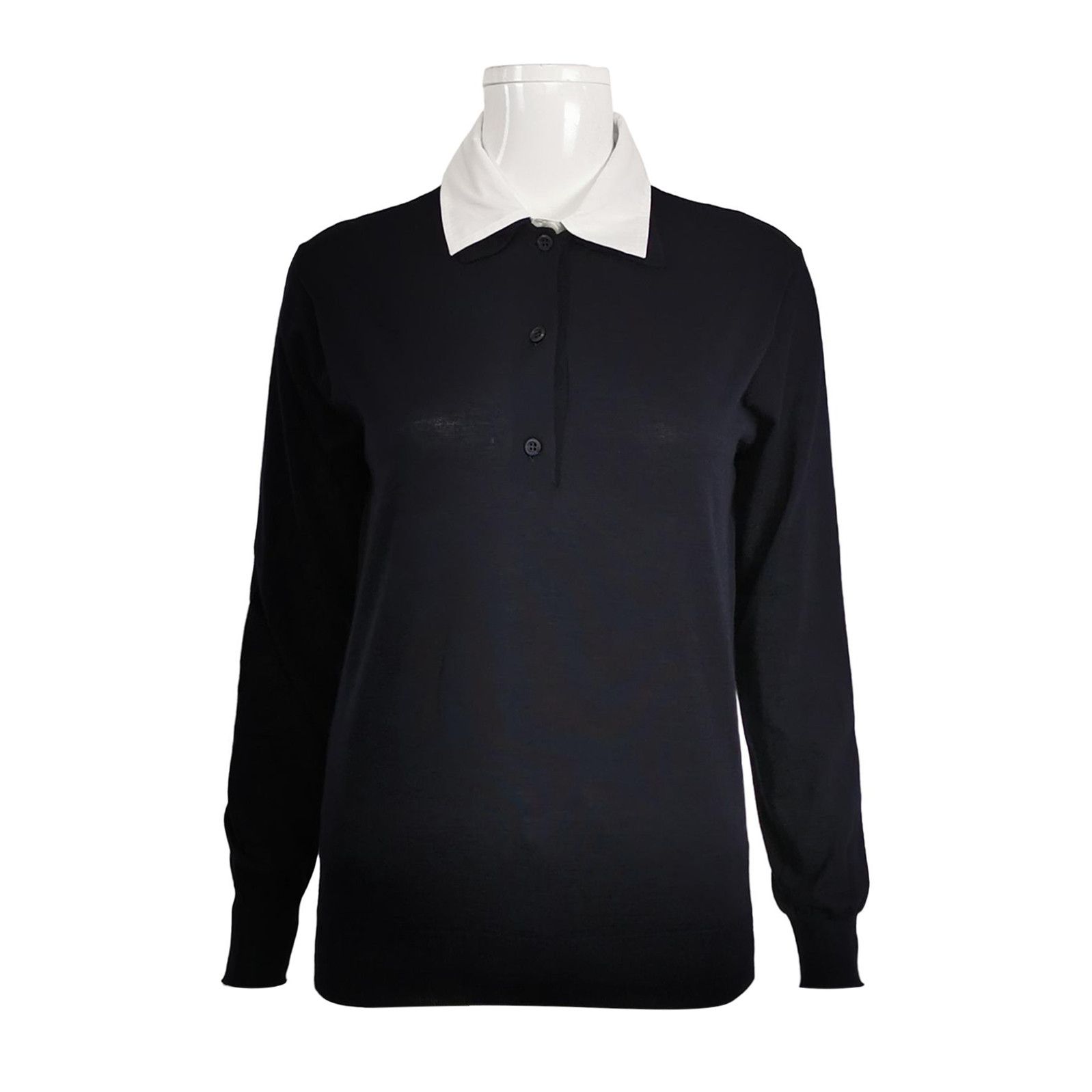 Prada Prada Contrast Collar Wool Knit Top 0089 Size S / US 4 / IT 40 - 1 Thumbnail