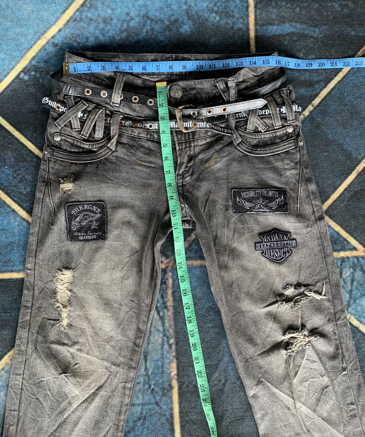 If Six Was Nine 💥 OriginalStyle Distressed Double Waist Denim Size US 32 / EU 48 - 16 Thumbnail
