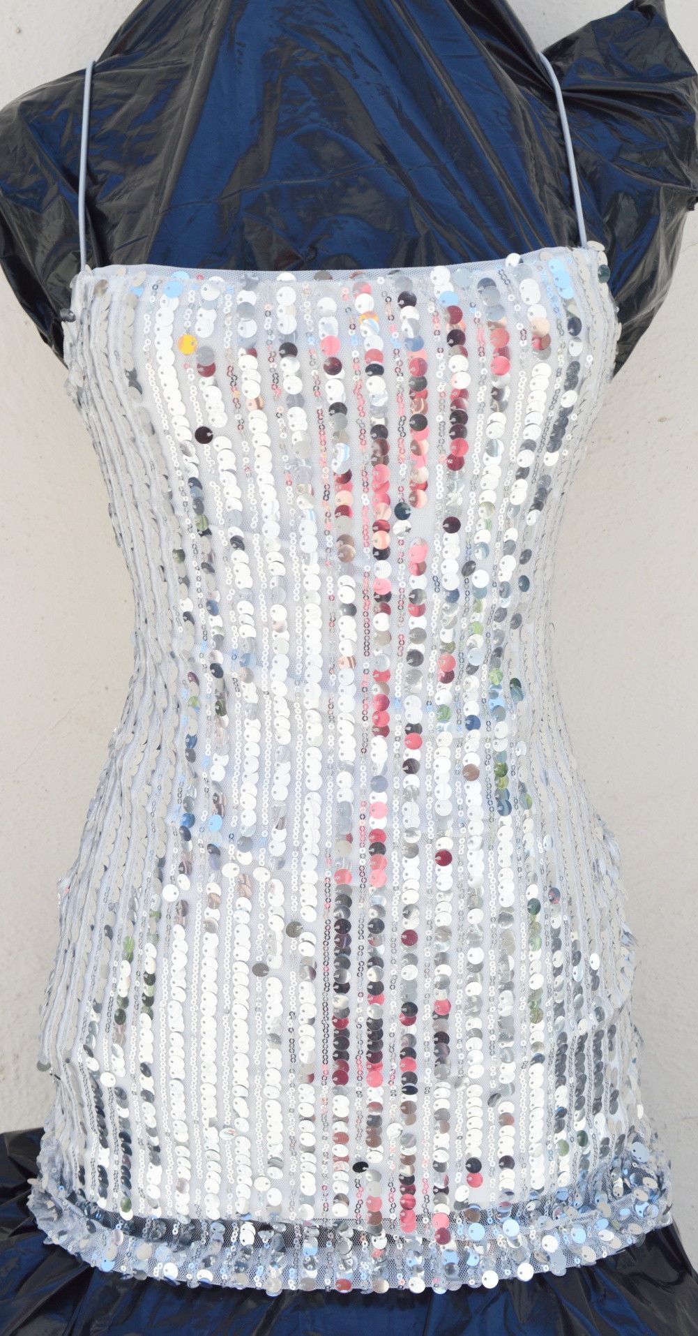 Other MINI DRESS SEQUIN / GLITTER SILVER STRAPS STRETCH Size S / US 4 / IT 40 - 2 Thumbnail