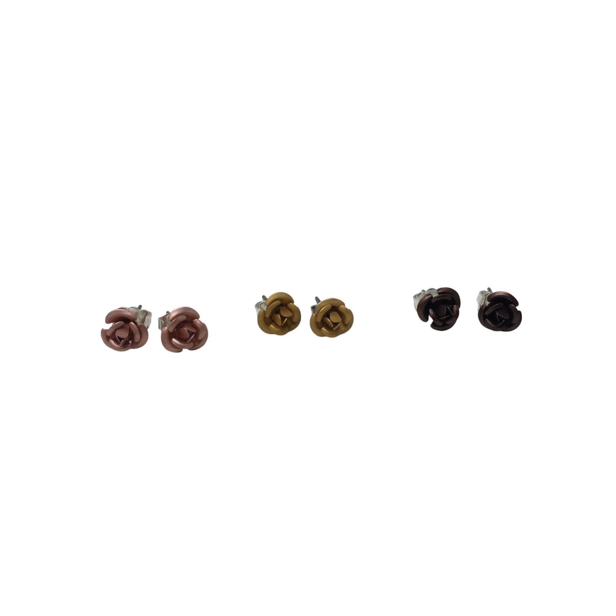 Other Three Pairs of Women's Rose Flower Stud Earrings with Backin Size ONE SIZE - 3 Thumbnail