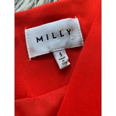 MILLY Milly $750 Designer Dress Made in USA S Red Silk Blend V-Nec Size S / US 4 / IT 40 - 5 Thumbnail
